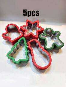 5pcs/8pcs Christmas Cookie Cutter Set, Holiday Cookie Cutters With Comfortable Grip, Stainless Steel Baking Molds, Christmas Shapes Including Santa, Gingerbread Man, Christmas Tree, Stainless Steel Sandwich Cutter, Baking Tools Set - Multicolor - View 11