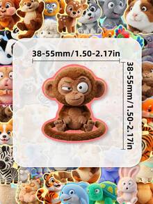 50Pcs Fuzzy Plush Cute Animal Stickers For Kids, Fluffy Dog Cat Panda Tiger Elephant Monkey Decals, Adorable Wildlife Decor For Water Bottle, Phone Case, Laptop, Scrapbook, Planner DIY Craft Projects - Multicolor - View 4
