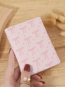 New Bow Printed Ultra-Thin Credit Card Bag, Convenient ID Window ID Bag, Portable Cash, Credit Card, Coin Card Bag, Suitable For Carrying Around - Pink - View 7