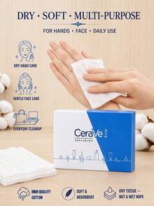 CeraVe 柔軟面紙 (30片裝) 乾濕兩用卸妝棉，日常護理與卸妝適用，極柔軟觸感，適合敏感/脆弱肌膚，臉部毛巾、棉棒、卸妝棉墊 - 黑與白 - 查看 8