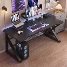 Gaming Desks, Carbon Fiber Desktops, Large Computer Desks, Ergonomic Home Office Desks, Z-Shaped Computer Gaming Workstations. - Black - View 6