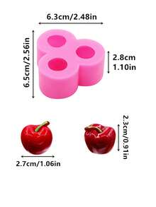 1pc Pink Liquid Silicone DIY 3D Cherry Silicone Mold For Jelly Pudding Cake Decoration Candy Chocolate, DIY Keychain Handmade Accessories Making - View 3