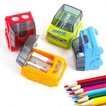 1pc Car-Shaped Manual Pencil Sharpener, Dual-Hole Handheld Pencil Sharpener, Suitable For Students, School, Classroom, Home, Office - Multiple Colors and Random Styles - View 1