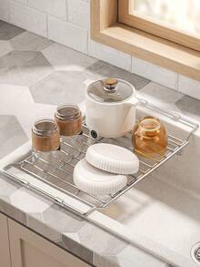 Expandable Over‑The‑Sink Dish Drying Rack, Stretchable Sink Drainer For Most Kitchen Sinks, Fast Water Drain Dish Rack For Plates Bowls Cups Pot Lids Cookware, Space‑Saving Kitchen Counter Sink Organizer - Multicolor - View 3