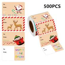 1/200/500pcs Christmas Gift Labels Stickers, Writable Self-Adhesive Multi-Purpose Holiday Decorative Labels, Multiple Styles, Candy Cane & Penguin Patterns, Christmas & Thanksgiving, Suitable For Holiday Gift Wrapping, Christmas Decoration, Christmas Crafts - Style a - View 9