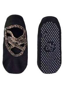 1/3 Pairs Leopard Print Criss-Cross Strap Yoga Non-Slip Boat Socks, Silicone Grip Floor Socks, Indoor Home Dance Pilates Sports Invisible Socks (Cardboard Not Included) - Multicolor - View 8