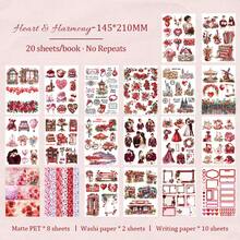DanSoul 20 Sheets Large Size Romantic Valentine's Day Theme Adult Planner Stickers, Pre-Cut 3 Materials Waterproof Matte PET And Paper Sticker Set, Aesthetic Scrapbook DIY Handmade Art Project Material - Journaling Stickers - View 13