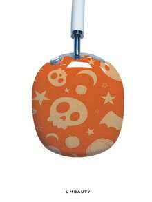 GIIPPA Glossy Hard Ear Cup Protective Case Skull Pattern Unisex Anti-Scratch Shell Compatible With AirPods Max 1/2 Oval Over-Ear Headphones For Daily Commute, Campus, Cafe, Travel, Picnic And Other Scenarios Matching Outfit - Orange - View 2