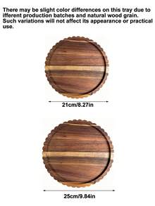 1pc Wavy Ruffled Round Solid Wood Tray, Flower-Shaped Natural Wood Cake & Dessert Display Plate, Light Wood Color With Rim, INS Style Afternoon Tea Bread Food Photography Storage Tray, Flower Round Wooden Serving Plate For Home, Cafe, Dessert Display, Solid Wood Tray - Brown - View 2