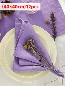 2/6/12pcs Spring/Summer Lightweight Solid Color Absorbent Cloth Napkins, Washable And Reusable, Suitable For Restaurant, Kitchen, Wedding, Banquet Decoration, Daily Home Decor - Multicolor - View 31