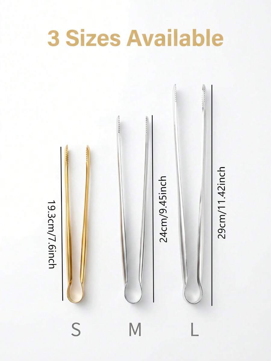 3‑Pack Stainless Steel Food Serving Tongs, Ergonomic Non‑Slip Handle, Gold / Silver, Multi‑Size Kitchen Tongs For Barbecue, Holiday Gathering, Dinner Party, Outdoor Camping & Daily Meal Prep - Multicolor - View 1