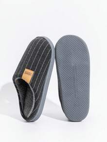 Unisex Thermal Lined Slippers For Autumn/Winter, Soft Thick Sole Plush Warm Slippers For Indoor Home Bedroom Living Room - Grey - View 2