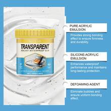 Transparent Waterproof Sealant, Invisible Waterproof Leak-Proof Wear-Resistant Transparent Sealant, Effectively Prevents Water Penetration, Reduces Water-Related Damage. Strong Adhesion, Durable Waterproof, Transparent Invisible, Aesthetic And Seamless, Multi-Functional Use, Widely Applicable, Fast Drying, Suitable For Bathroom, Balcony, Exterior Wall, Gift For Family And Friends, Back To School Gift - A - View 10