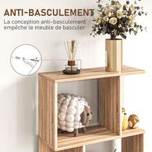 Estante de 5 níveis, unidade de armazenamento em forma de S com prateleiras, 60 x 24 x 184,5 cm, efeito madeira natural - A - Ver 8