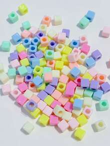 200pcs Mixed Color Acrylic Square Macaron Large Hole Beads, DIY Phone Charm Accessories, Random Mixed Colors - Multicolor - View 8