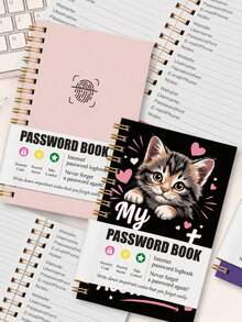 1set Spiral Password Organizer Notebook With Website, Username, Password/Hint, Email/Phone & Notes Sections, Office Desk Accessories Office Supplies, Halloween Gifts For Home & Work - A6 - View 7