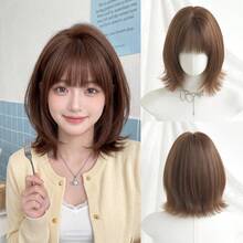 12 Inch Brown Short Bob Curly Wigs For Women Soft Silky Heat-Resistant Synthetic Fiber Wigs For Daily Or School,Use, Perfect For Holidays Music Festivals Celebrations, Sakura Celebration,Graduation Gift & Gift For Friend's Wig Accessory, Halloween - Multicolor - View 12