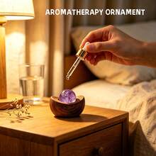 1PC Natural Crystal Yuanbao Shape Aromatherapy Ornament, Amethyst & Rose Quartz Crystal Ball Incense Holder, Healing Mineral Essential Oil Diffuser - Crystal Ball Ingot Aroma Diffuser - View 5