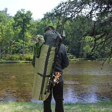 Bolsa para vara de pesca, estojo para carretel, suporte para vara de pesca, organizador de equipamentos de pesca, bolsa de transporte para viagem. - Verde Militar - Visão 12