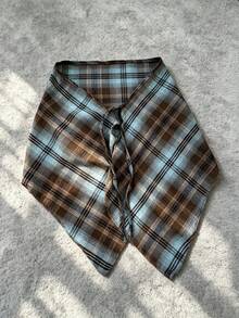 New Plaid High-Waist Skirt With Decorative Drawstring Design, Unisex, Adjustable Tie, Ruffle Hem, Suitable For Home Wear, Autumn/Winter - Multicolor - View 12