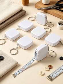 1pc Shiny Rhinestone Retractable Tape Measure Keychain - 2m/6ft - Mini Tape Measure Keychain - Retractable Soft Tape Measure Keychain, Keychain, Cute Bag Pendant, Portable Pocket Measuring Tool, Body Measuring Tape, Retractable Small Tape Measure, DIY Handmade Accessory Pendant, Suitable For Tailors And Craft Enthusiasts, Also A Unique Birthday Gift, Holiday Gift, Party Gift - Multicolor - View 8