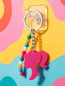Ponytail Silhouette Pendant, Made Of Acrylic, With Metal Keychain Chain, Can Be Used To Hang On Backpacks Or Keys, A Sweet And Cool Accessory - Multicolor - View 7