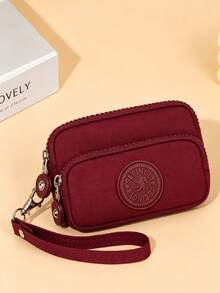 Vintage Nylon Triple Zipper Coin Purse, Card Holder, Multi-Functional Wallet With Three-Layer Zipper Compartments For Organized Storage Of Cash, Bank Cards And Coins, Suitable For Daily Commute, Vacation/Valentine's Day/Halloween Gift - Multicolor - View 8
