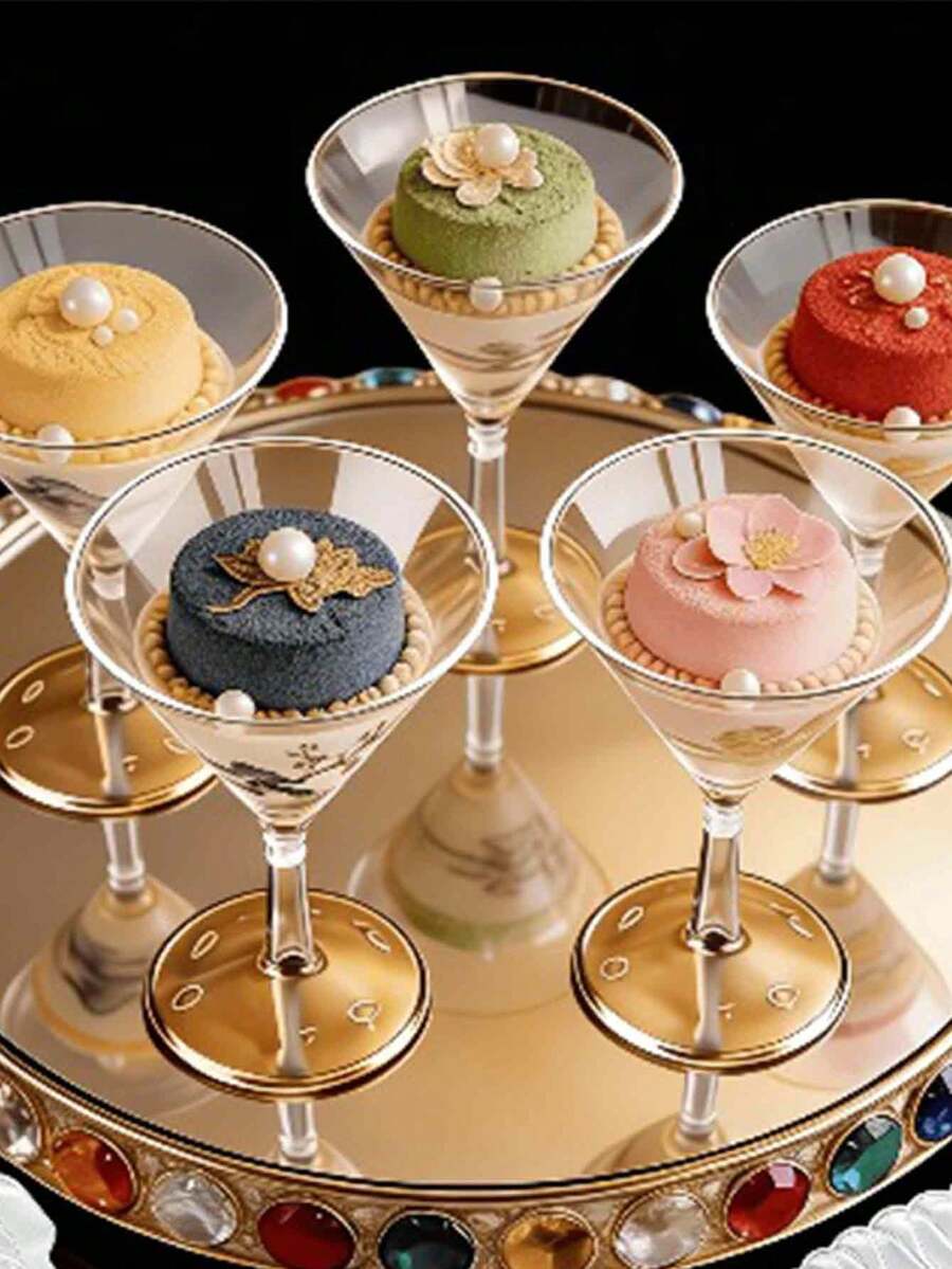 1-20pcs Mini Dessert Cups/Champagne Glasses/Juice Cups/Dessert Stand Display Cups/Mousse Cups/Pie Cups/Dessert Containers Slanted Round Cups, Mousse Cups, Pudding Cups, Dessert Cups,Small Transparent Jelly Pudding Ice Cream Mousse Cups - A - View 1