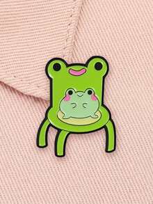 1 buah pin enamel kursi katak lucu, lencana kartun katak gemuk duduk di kursi katak, aksesori fashion untuk tas, hadiah untuk pecinta katak - MultiWarna - View 5