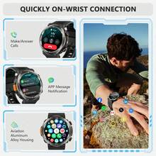 Blackview 1.45 吋 HD 男士智慧手錶，運動手錶，配備手電筒、藍牙通話、訊息通知、心率監測、睡眠追蹤、計步器、卡路里與血壓追蹤，100 種運動模式，IP68 防水，圓盤設計，理想禮物選擇 - 查看 4