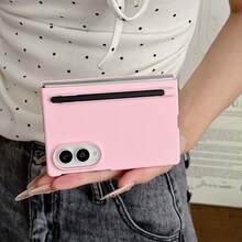 Candy Color Pen Slot Phone Case With 1 Stylus Pen, Hard PC Back Plate Protective Phone Cover For Samsung Galaxy Z Fold 8 - Pink - View 6