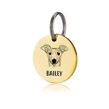1pc Personalized Dog Portrait Pet Tag - Customizable Round Logo And Number Engraved Cat/Dog Collar Tag - Gold - View 12