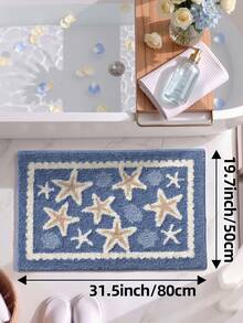 DAJIANG 1PC Flocked Bathroom Anti-Slip Mat, Soft Starfish & Shell Pattern Carpet, Extra Thick Soft Bathroom Rug, All Season Fresh Style, Anti-Slip TPR Bottom, Absorbent, Easy To Clean, Machine Washable, Soft & Comfortable, Suitable For Home Living Room, Bathroom Sink, Bathtub, Shower, Sink, Home Decor, Fall Decor - Multicolor - View 14