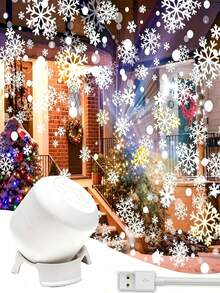 Manual Rotating Christmas Snowflake Projection Light,Dynamic Snowflake Projector Light With Adjustable Base, USB LED Snow Projection Night Light, Ambient Lamp For Bedroom, Entryway, Christmas Party Indoor Decor,Create A Snowy Atmosphere - Snowflake Projection - View 2