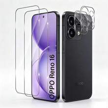 2+2pcs Set Compatible With OPPO Reno16 Pro/Reno16/Reno16 F, Find X9 Ultra/Find X9 Pro/Find X9s/Find X9, Reno15 Pro Max/Reno15 Pro/Reno15/Reno15 F, Reno14 F, Reno13/Reno13 F, Find X8 Pro/Find X8, A6 Pro Curved High Definition Tempered Glass Screen Protector Transparent Phone Screen Protector Supports Fingerprint Unlock 3D High Definition Lens Protector - Clear - View 20