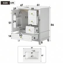 61 Cm Floor-Standing Bathroom Vanity, White Lacquer, With Three Drawers, Single Door With Shelves And Large Storage Space Under The Sink, Faucet Not Included - White - View 5