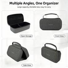 Hard Shell Travel Storage Bag With Rubber Handle & Double‑Zipper, Portable EVA Travel Organizer Case For Toiletries Cosmetics Accessories, Grey - Grey - View 5