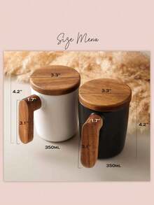 1pc Personalized Coffee Mug, Customized Ceramic Cup With Wooden Handle, Fun Ceramic Cup With Lid, Birthday Gift For Mom, Valentine's Day Gift For Her, Gift For Parents, Friends, Couples, Wedding, Birthday, Anniversary - Multicolor - View 7