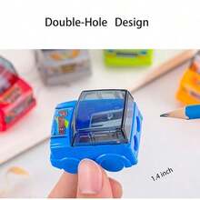 2pcs/4pcs Car Shaped Manual Pencil Sharpener, 12pcs/24pcs Set, Dual Hole Pencil Sharpener, For Students, School, Office, Back To School - Multicolor - View 5