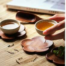 1pc Black Walnut Wood Coaster, Teapot Mat, Heat Resistant, Coffee Cup Coaster, Suitable For Dining Table Decoration, Restaurant, Kitchen, Living Room, Bohemian Style Kitchen And Living Room Decor Dining Table Coaster, Holiday Gift - Multicolor - View 3