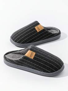 Unisex Thermal Lined Slippers For Autumn/Winter, Soft Thick Sole Plush Warm Slippers For Indoor Home Bedroom Living Room - Grey - View 4