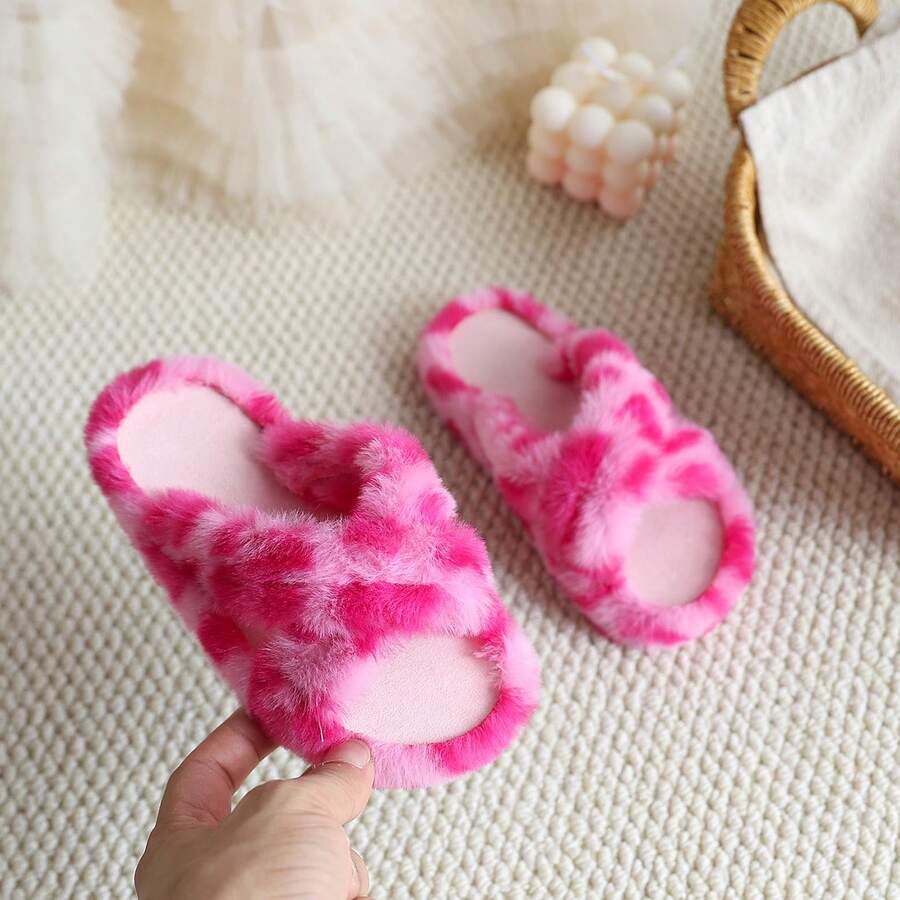 Autumn/Winter Girls' Fashion Leopard Print Slippers, Lightweight And Comfortable Home Slippers - Pink - View 1