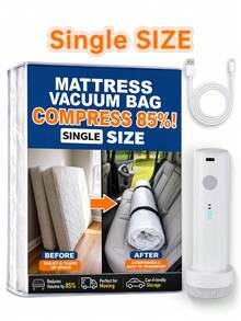 Moving & Storage Vacuum Storage Bag For Mattress, Extra Large Double Memory Foam Latex Spring Mattress Cover, With 4500Pa 1500mAh USB Rechargeable Electric Pump, Sealable Compression Protection Bag, Suitable For Self-Storage & Returns, Space-Saving - View 15