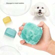 1pc Summer Pet Bath Brush, Silicone Massage Rubber Grooming Tool With Shampoo Reservoir, Suitable For Dogs And Cats - View 8