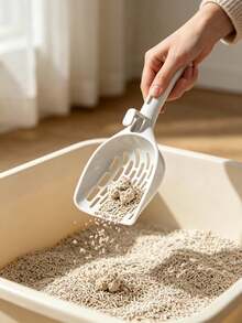 Long Handle Cat Litter Scoop With Quick Sieve Holes, Large Deep Shovel, Durable Plastic Pet Litter Scoop With Hanging Hole, White, Can Be Hung On Litter Box, Easy To Use - View 2