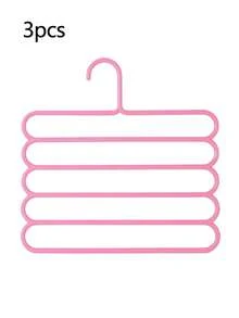 3pcs/Set Home 5-Tier Plastic Hanging Clothes Rack, Multi-Functional Scarf Rack Plastic 5-Tier Storage Clothes & Pants Rack, Suitable For Organizing Pants, Scarves, Ties And Other Long Items. - Multicolor - View 12