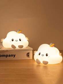 1pc Cute Cloud Silicone Touch Night Light, USB Rechargeable Soft Warm Bedside Lamp, Christmas Holiday Gift For Family, Bedroom Home Decor Night Lamp - Multicolor - View 5