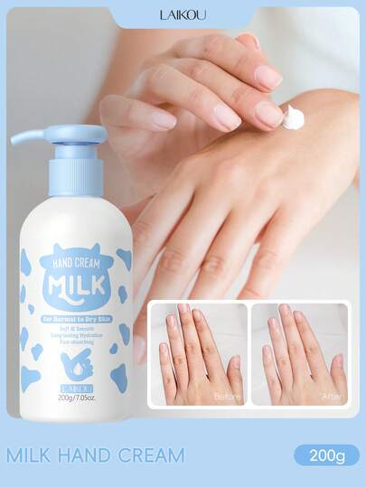 LAIKOU 1 Bottle Long‑Lasting Hydrating, Milk Hand Cream, 200g Fast‑Absorbing Soft‑Smoothing Hand Lotion Nourishing Skin Repair Ointment For Dry Hand Care Hot Selling Body Skincare Product