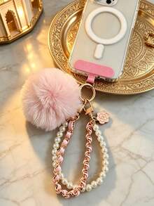 1pc High-End Luxury Rhinestone Metal Lucky Flower Rotating Hook Phone Crossbody Lanyard, Durable Long Sparkling Rhinestone Phone Case Anti-Loss Chain For Outdoor Travel Shopping, Fashionable Exquisite Rhinestone Cherry Blossom Chain Decor For Women, Birthday Gift For Mom, Best Friend, Sister, Teacher - Multicolor - View 2