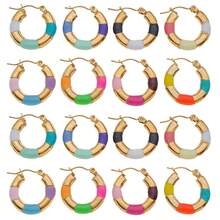 2pcs Fashion Oval Earrings Stainless Steel Oval Gold 20MM Large Round Clip Smooth Metal Earrings Elegant Accessories - Multicolor - View 11